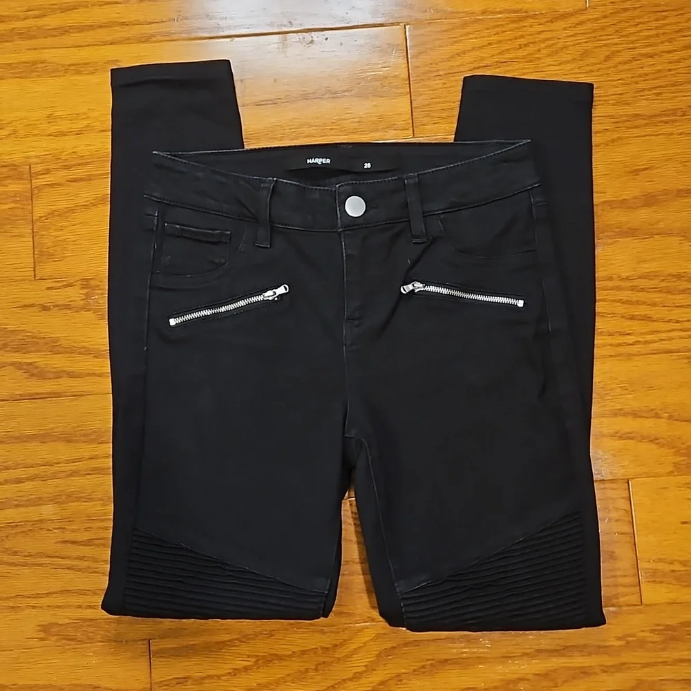 Black Harper Jeans with Zipper Pockets - Picture 2 of 8